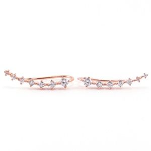Crystal Ear Climber Earrings 18K Rose Gold Line